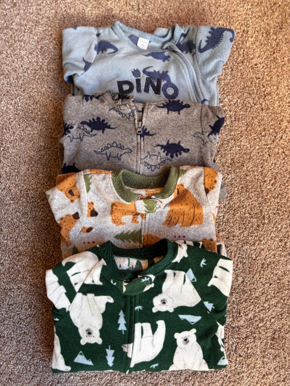 Baby Boy Fleece Sleeper Pajama Bundle – 18M – Carter’s & Pekkle – 4 Pieces